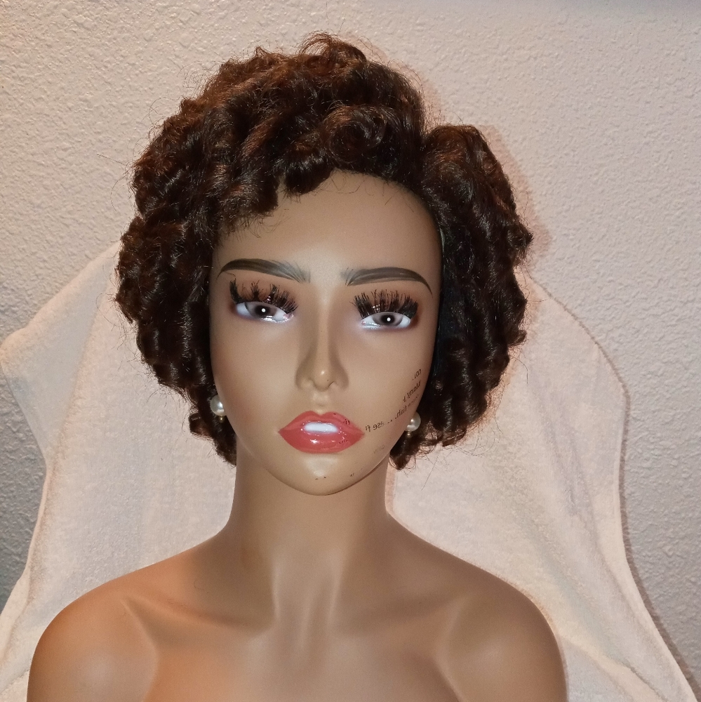 Fudge 🍫 | Short Brown Synthetic Half Wig